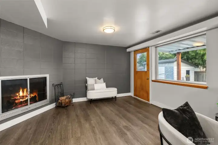 Back to the rec room - the door at the right leads to your back yard paradise.