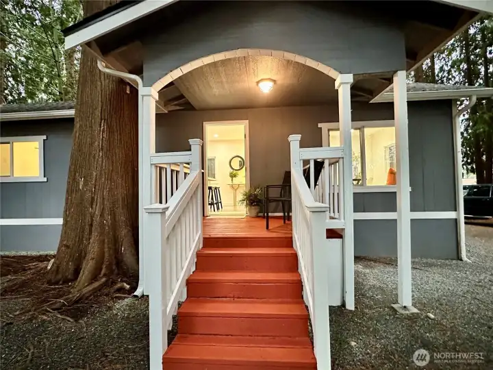 Welcoming covered porch.