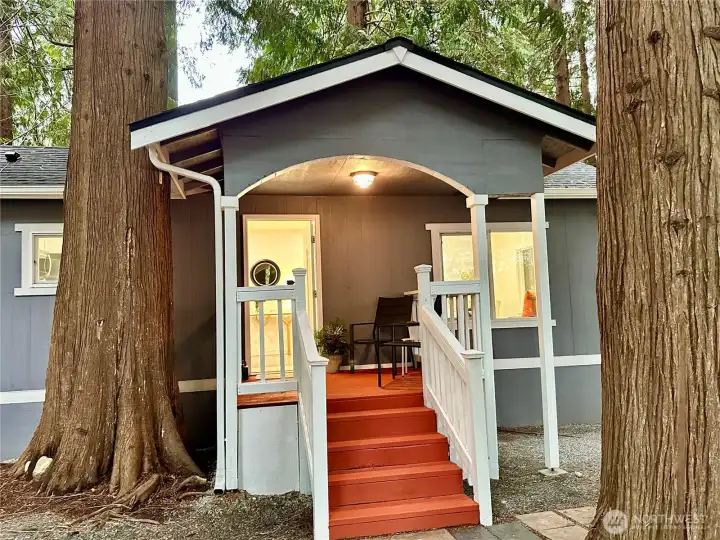 Convenient and cozy covered porch.