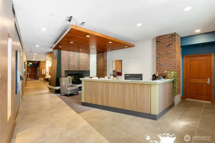 Secure lobby entrance.