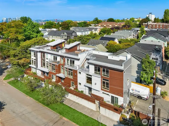 Modern townhome style with clean lines and big windows that shine.