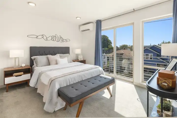 Wake up with the sun—floor-to-ceiling windows and private balcony access bring the outdoors into your daily routine.