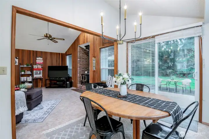 Informal dining with slider to deck and open to the bonus room