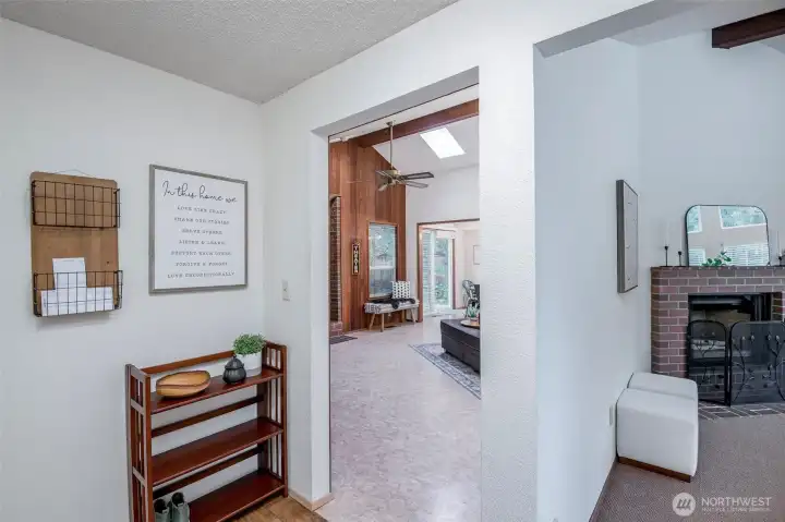 Front entry to formal or informal spaces