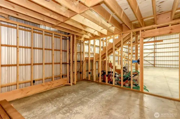 Roughed in room in large shop