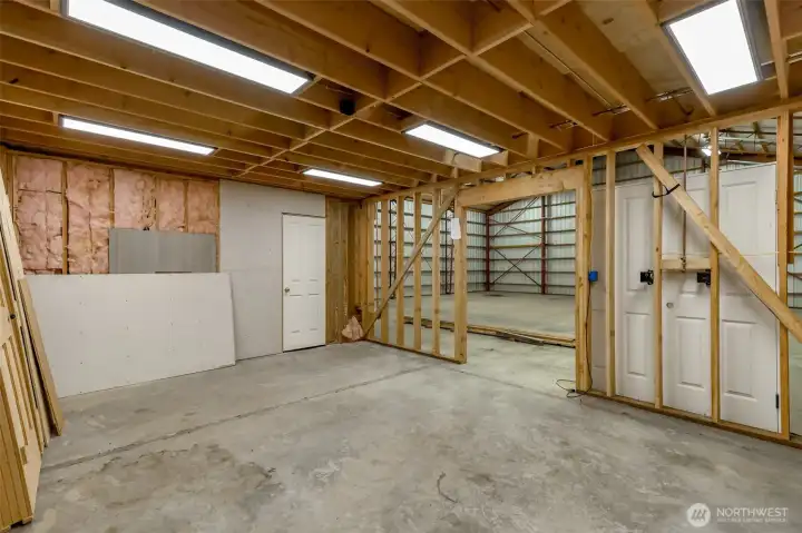 2nd roughed in room in large shop