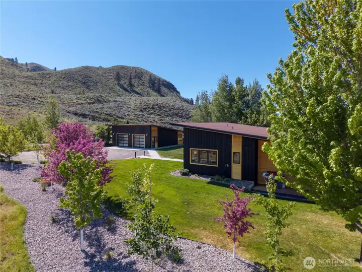 The ranch house and guest house/garage were designed by award-winning Johnston Architects.