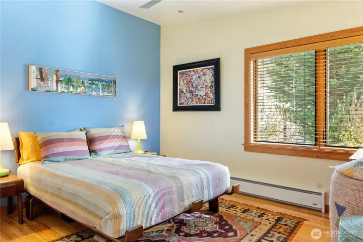 The bedroom has garden and large landscape views.