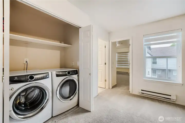 In-unit washer and dryer adds convenience.