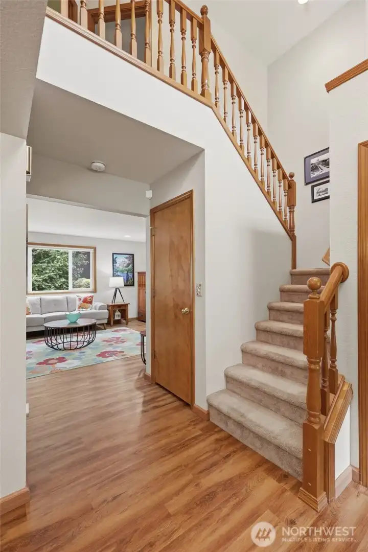 Nice and bright entryway and stairwell.