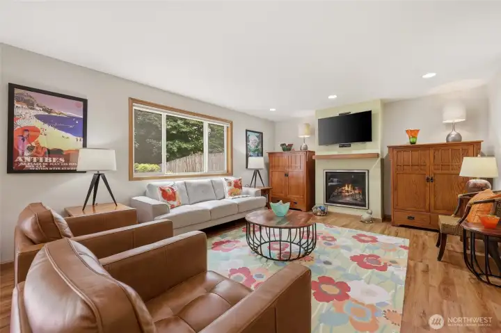 Great room with gas fireplace.