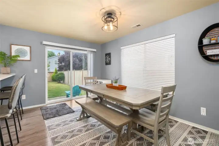 Access off the dinning area to low maintenance back yard.
