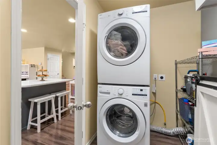 Just in from the garage the laundry room.