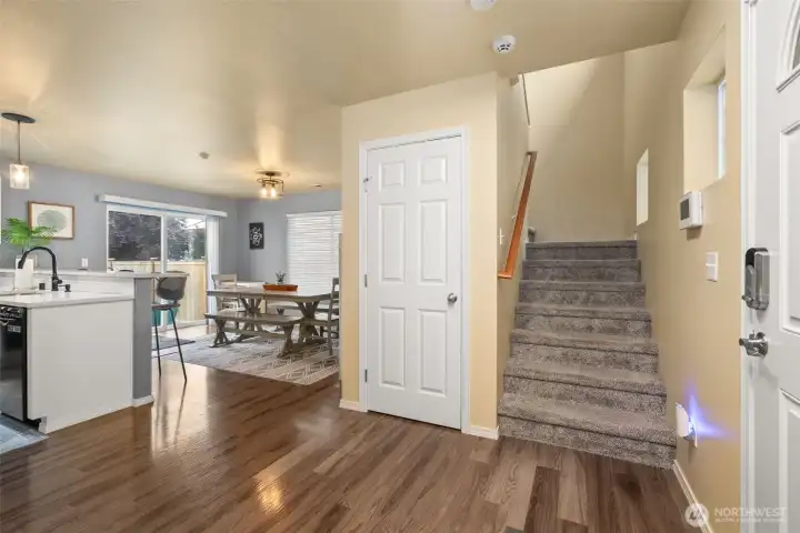HUGE storage closet under the stairs.