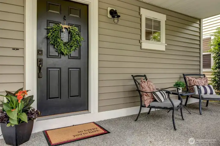 Sit on your large front porch to unwind and listen to music in the park on a summer evening. Sit on your large front porch to unwind and listen to music in the park on a summer evening.