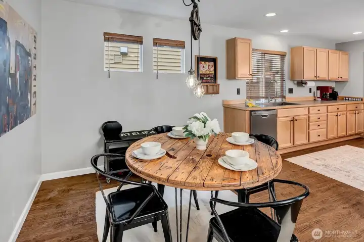 Large dining area conveniently located off the kitchen and living room Large dining area conveniently located off the kitchen and living room