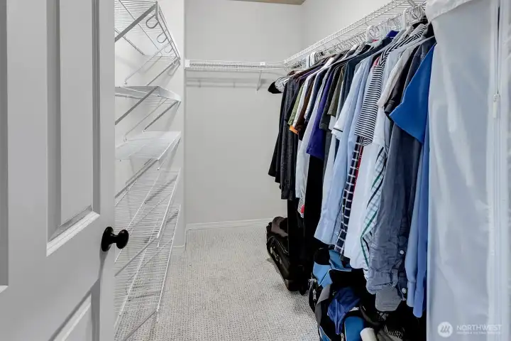 Large walk-in closet off primary bathroom. Large walk-in closet off primary bathroom.