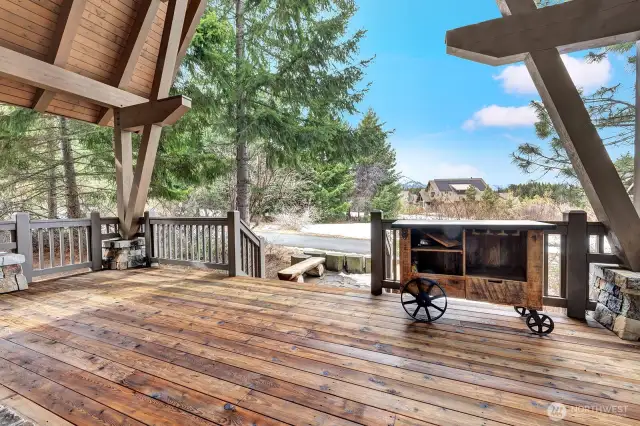 Relax while enjoying the mountain views in the distance.