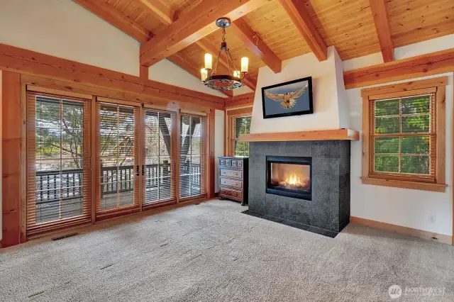 Primary bedroom with fireplace to enjoy.