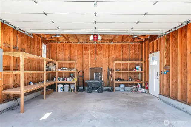 Large 2 car garage.
