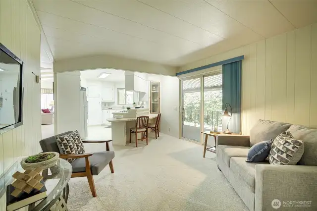 Looking from family room into kitchen
