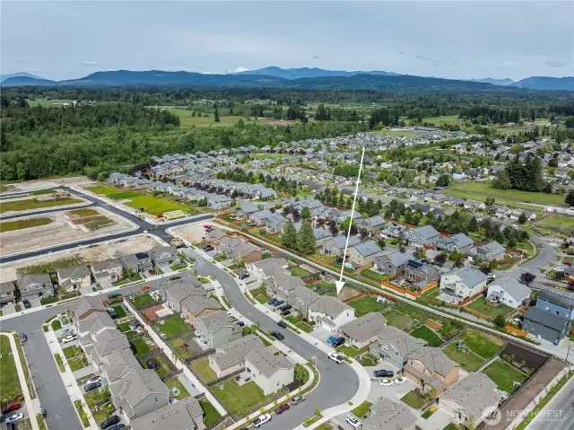 Aerial view of neighborhood