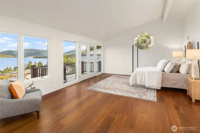Vaulted ceilings, rich hardwoods and so many windows.