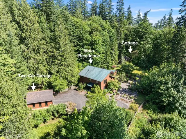 Property includes main home, cottage & 2-car garqage
