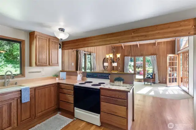 Open kitchen looking to the dining room and living room