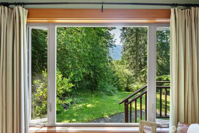 Partial mountain and sunset views from the large picture window