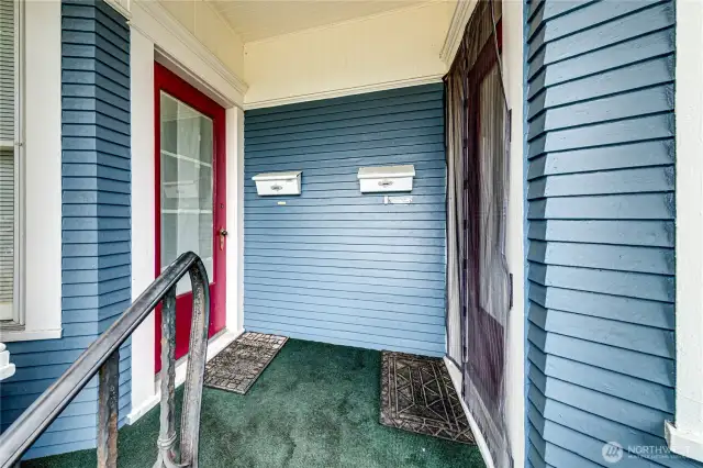 Covered Front Entrance to Unit A and Unit B