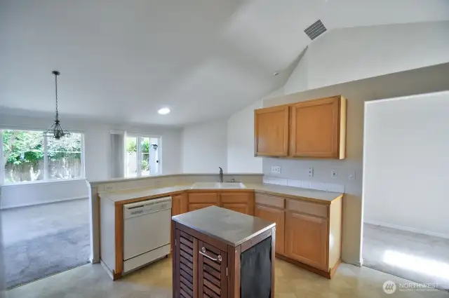 Plenty of cabinet and counter space.