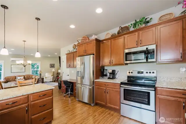 Kitchen with view of office desk