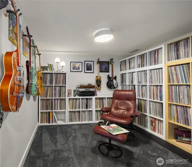 The record room makes a great office, yoga studio, gaming room or anything you need a little extra space for!
