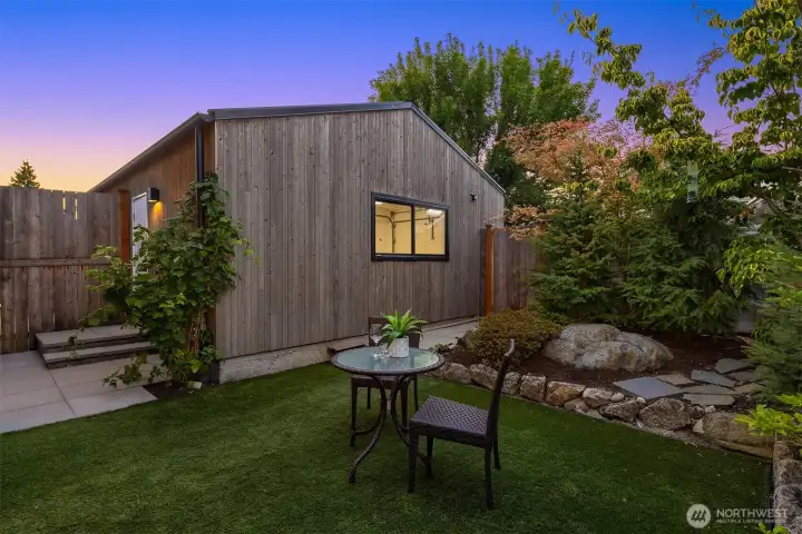 The owners turned the garage into a heated office space, added a window, and it really is a fantastic extra space.
