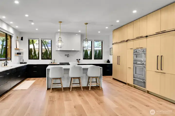 Designer touches and incredible storage spaces are found in the kitchen