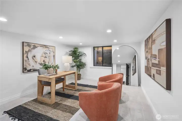 Lower level 4th bedroom - staged as an office and very spacious!