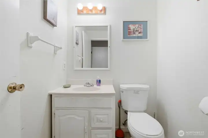 Downstairs 1/2 bathroom down the hall from the recreation room!