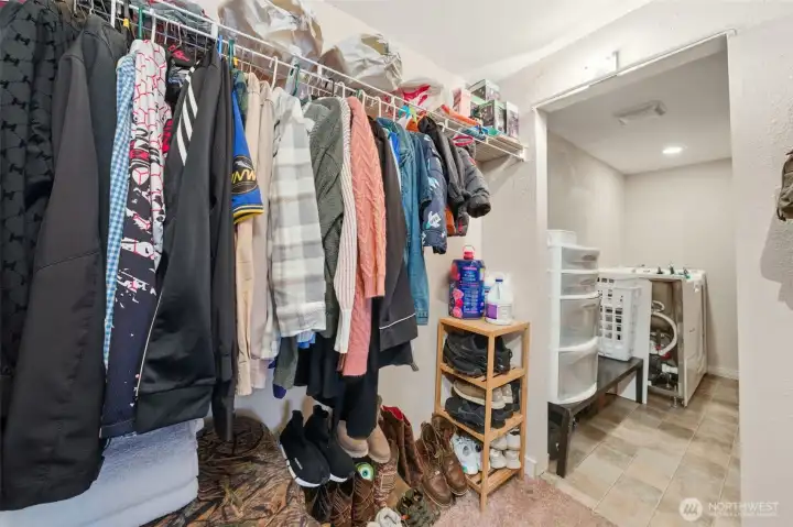 Walk-in closet in the rental unit.