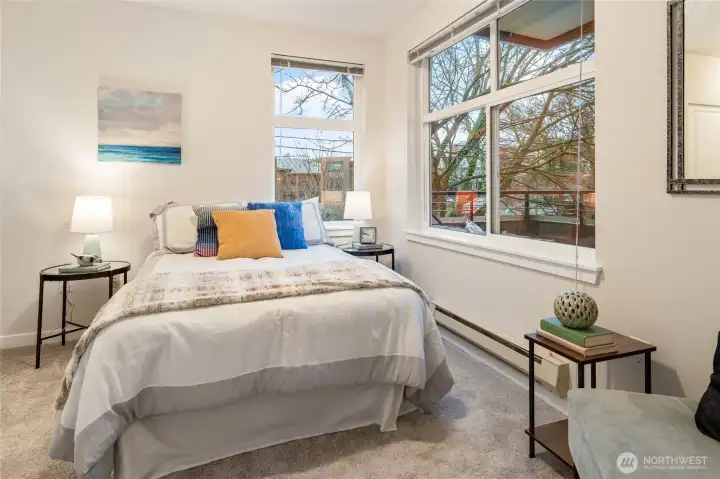 Twinkling city lights right outside your window will lull you to sleep every night.