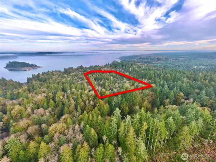 Overhead view with approximate boundaries in red.