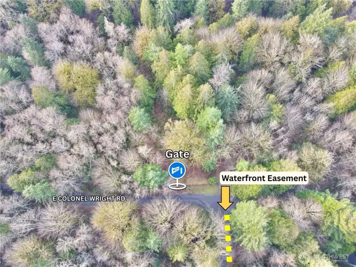 Starting point of walkable easement to shoreline.