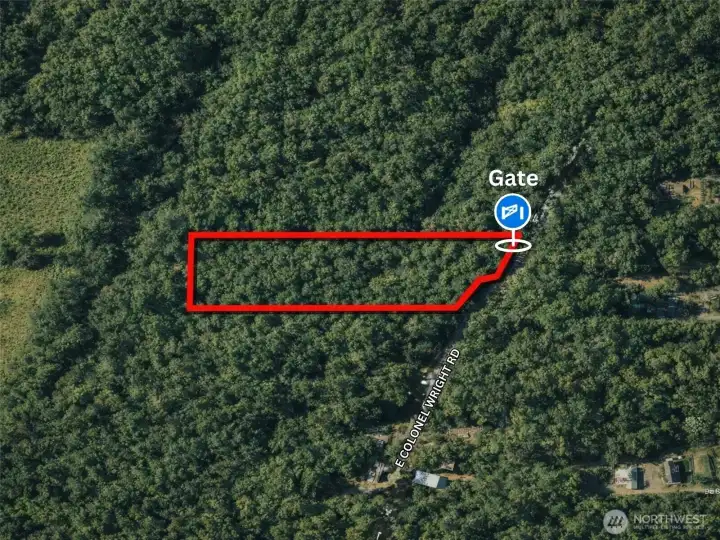 Overhead view with approximate boundaries in red.