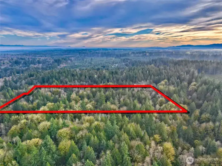 Overhead view with approximate boundaries in red.