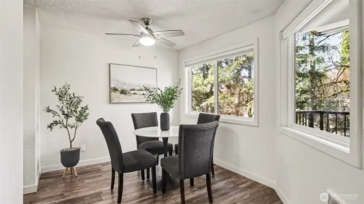 Cheery and bright dining room.
