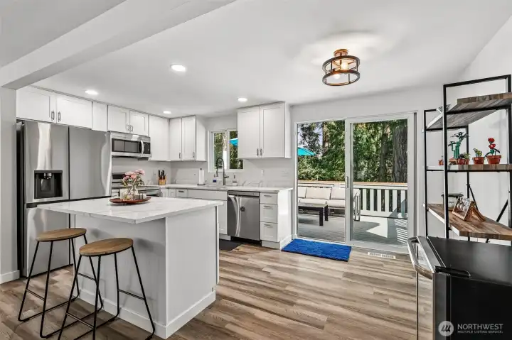 Dining room and sliding glass door to deck.