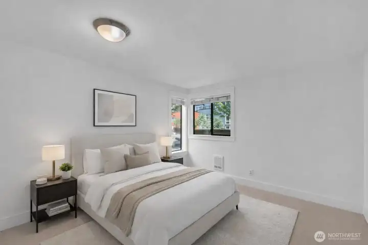 First bedroom. Photo has virtual staging First bedroom. Photo has virtual staging