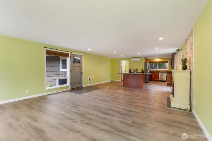 Bright and airy living room and kitchen filled with natural light.