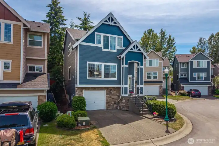 The home is wonderfully situated on the corner at the entrance to the cul-de-sac.