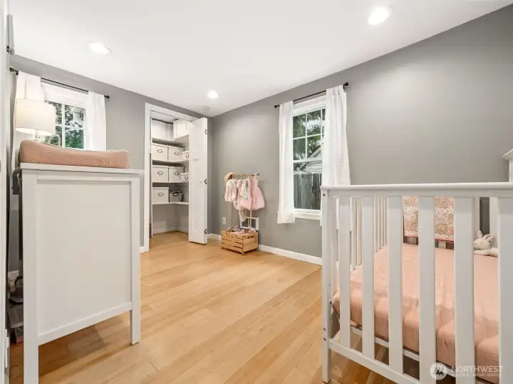 - includes two windows, recessed lighting, and step-in closet with shelf organizing system.